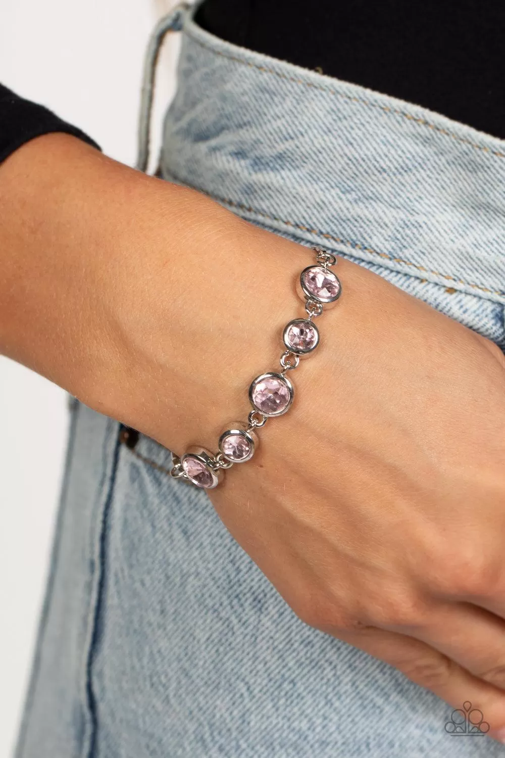 Classically Cultivated Pink Rhinestone Bracelet - Paparazzi Accessories