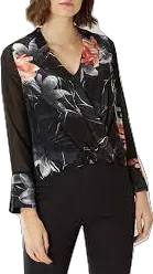 Coast Black Floral Chiffon Layered Wrap Blouse BNWT UK 14