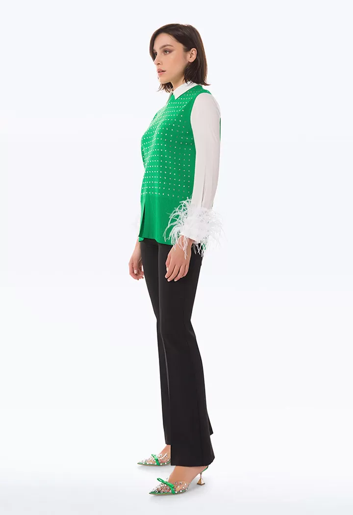 Crystal Embellished Knitted Blouse