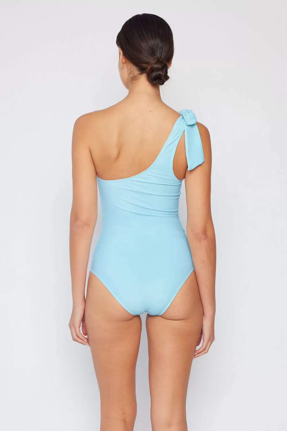 Damen Marina West Swim Vacay Mode One-Shoulder-Badeanzug in pastellblauer Mutter-Tochter-Bademode