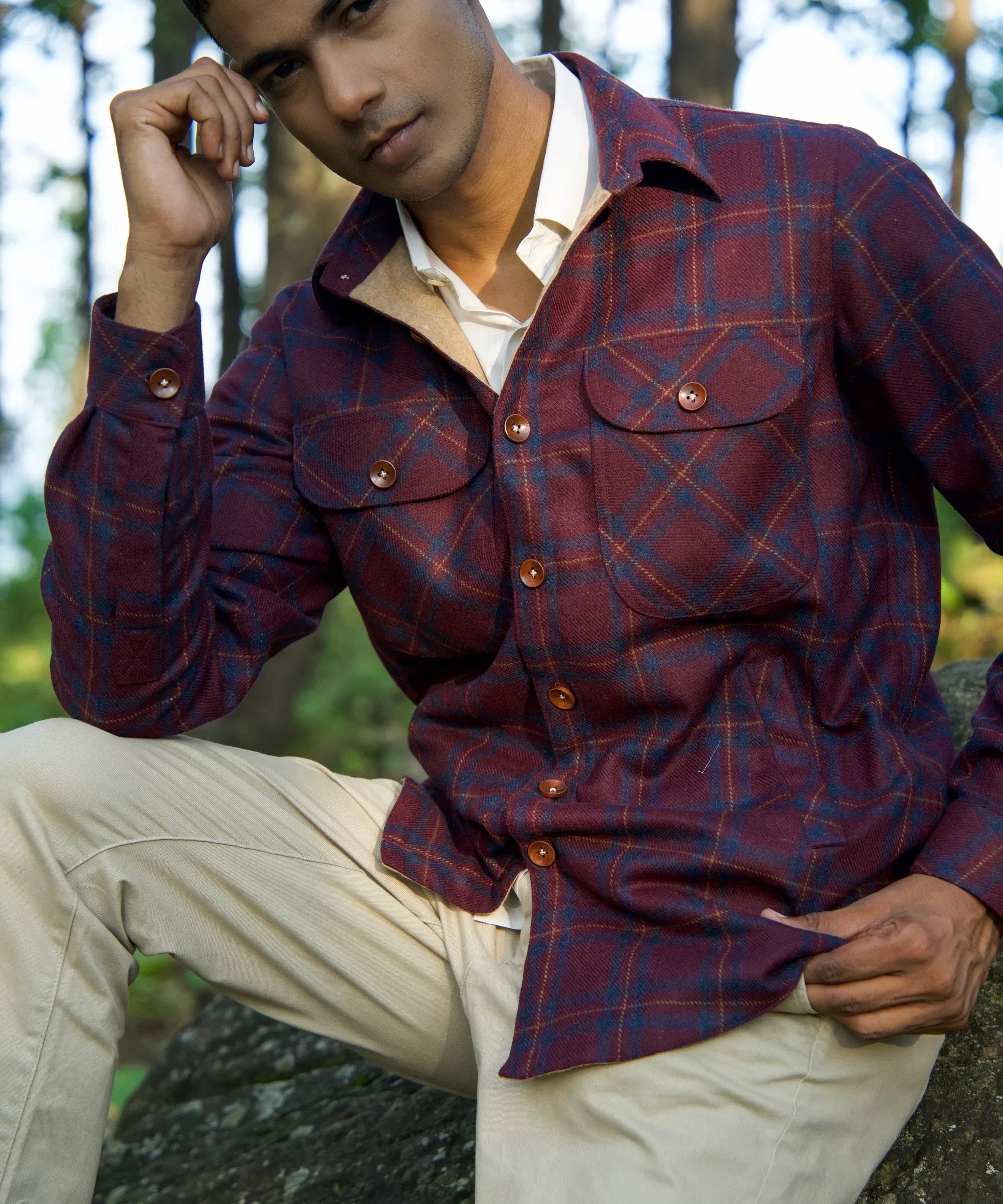 Deep Maroon Woollen Overshirt