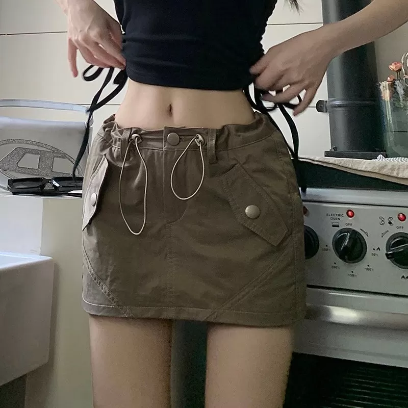 Drawstring Cargo Skirt