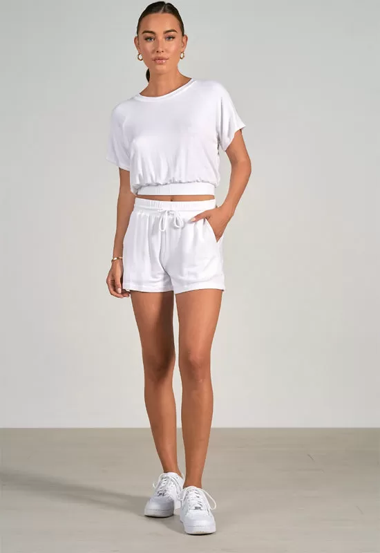 Elan - Short Sleeve Crop Top White