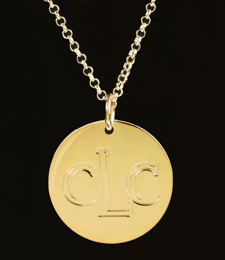 Engraved Gold Disc Necklace