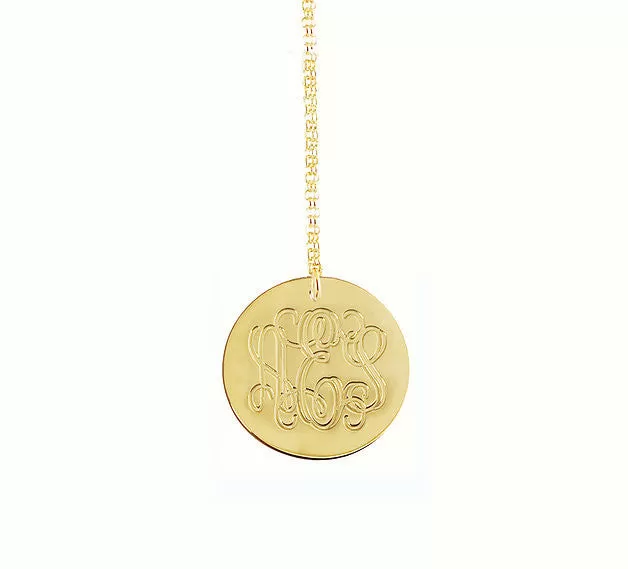 Engraved Gold Disc Necklace