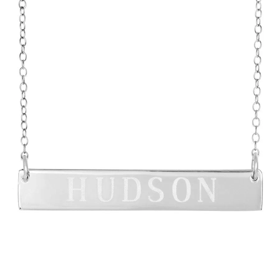 Engraved Horizontal Bar Necklace - Jessica Alba