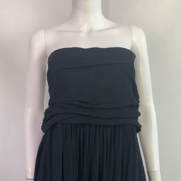 Escada black cinched top strapless dress