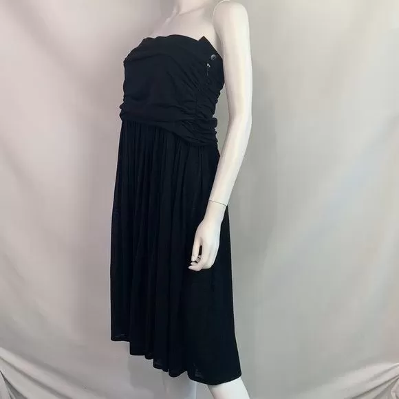 Escada black cinched top strapless dress