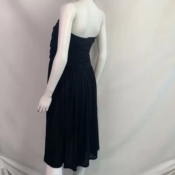 Escada black cinched top strapless dress