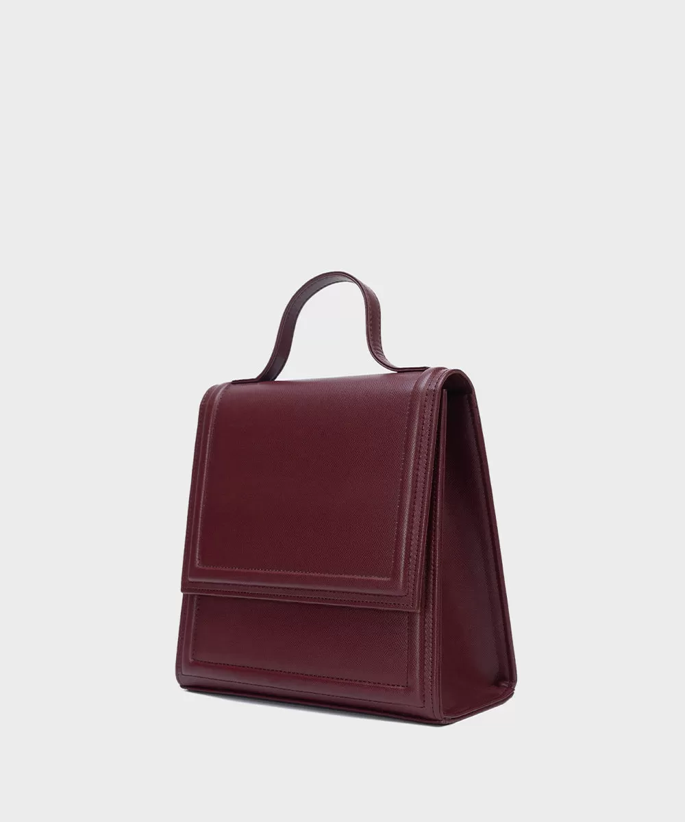 Faux Leather Top Handle Bag