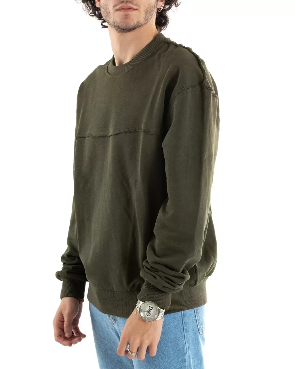 Felpa Uomo Girocollo Maglia Basic Oversize Verde GIOSAL-F2950A