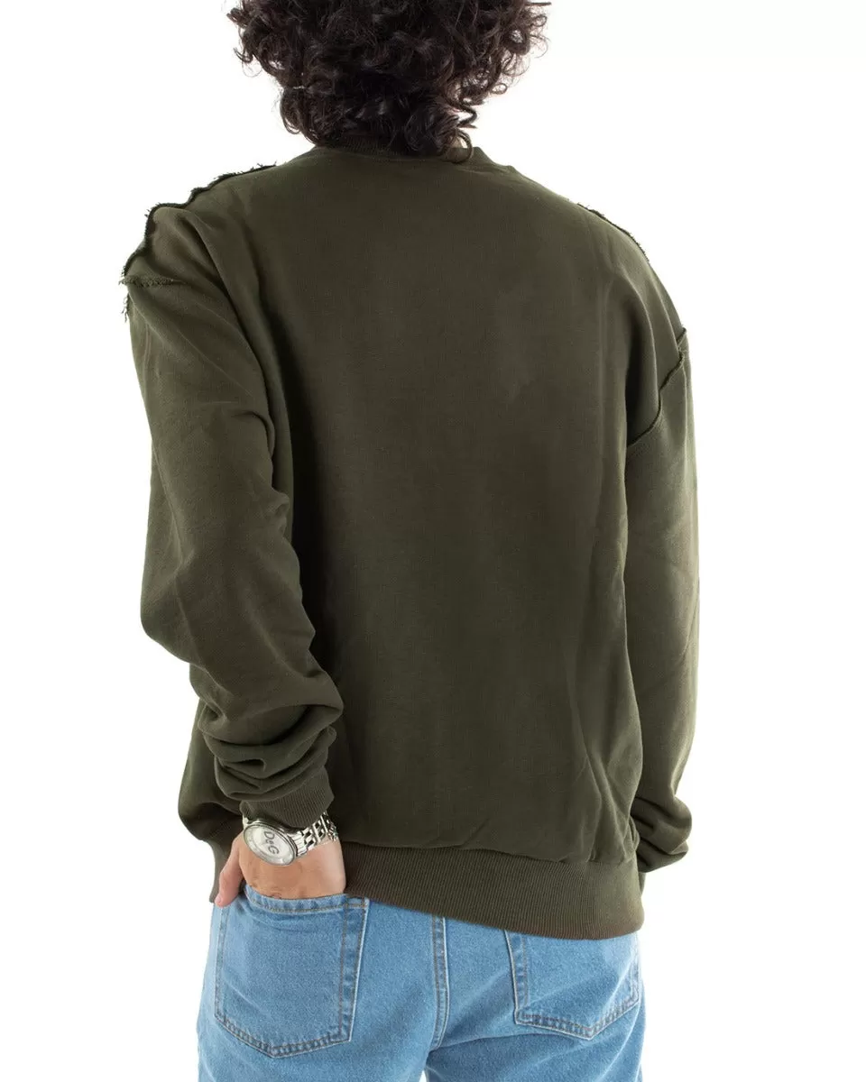 Felpa Uomo Girocollo Maglia Basic Oversize Verde GIOSAL-F2950A