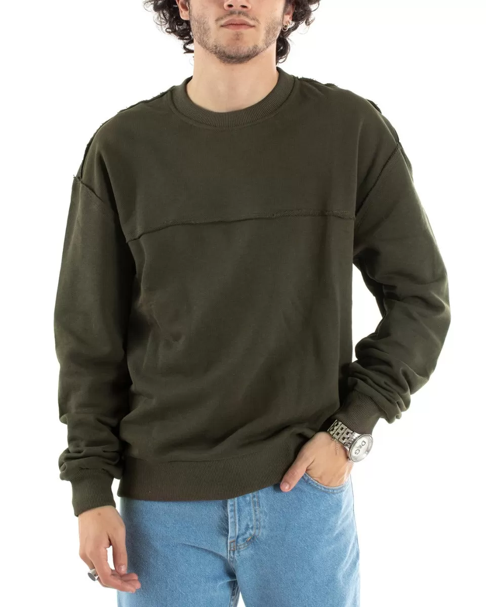 Felpa Uomo Girocollo Maglia Basic Oversize Verde GIOSAL-F2950A