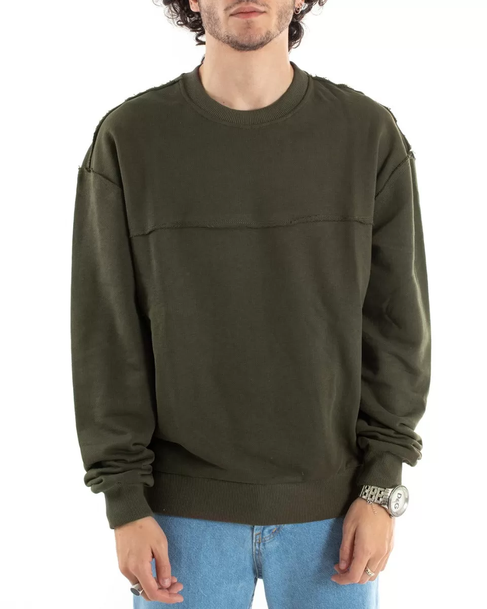 Felpa Uomo Girocollo Maglia Basic Oversize Verde GIOSAL-F2950A