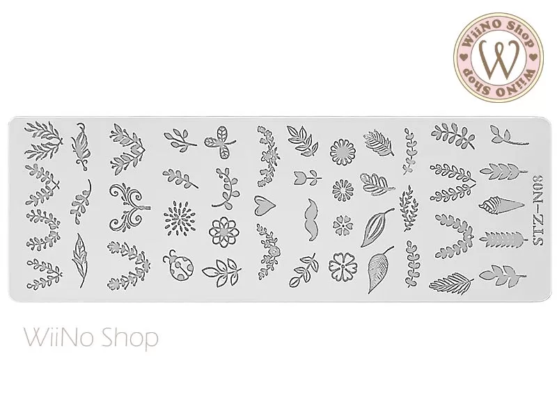 Flower Leaves Nail Art Stamping Plate Template STZ-N08