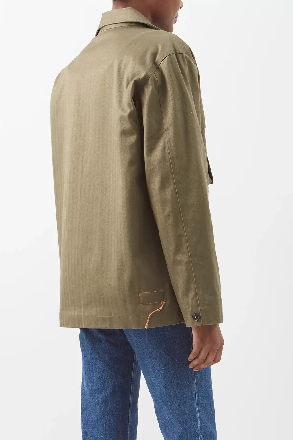 FORTELA SOLOMON FLAP POCKET HERRINGBONE TWILL JACKET IN GREEN