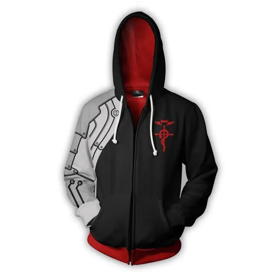 Fullmetal Alchemist Edward Elric Autumn Zipper Jacket Anime Cosplay Hoodie Coat