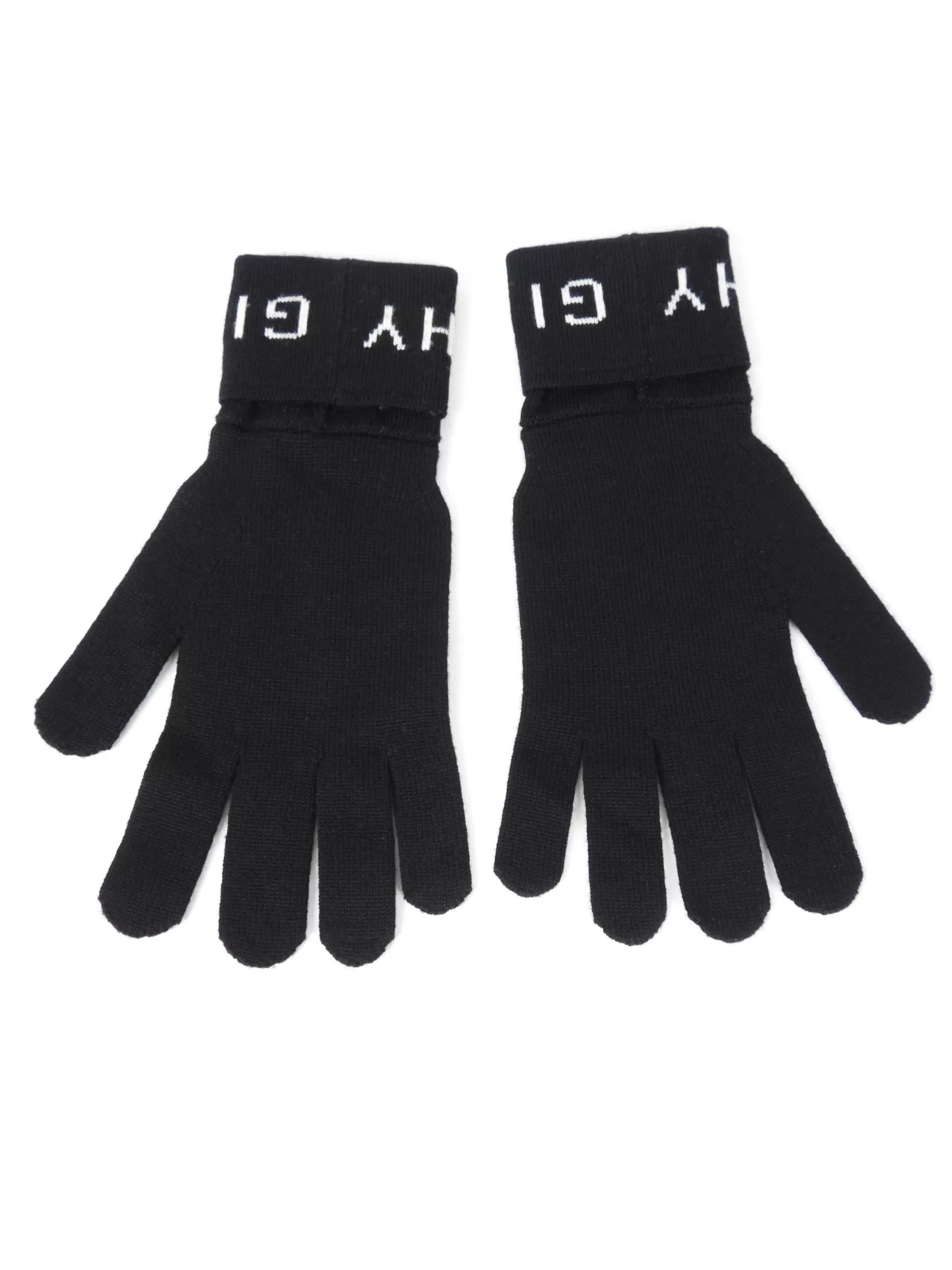 Givenchy Black Stretch Knit Logo Gloves - Ladies L / XL or Men's