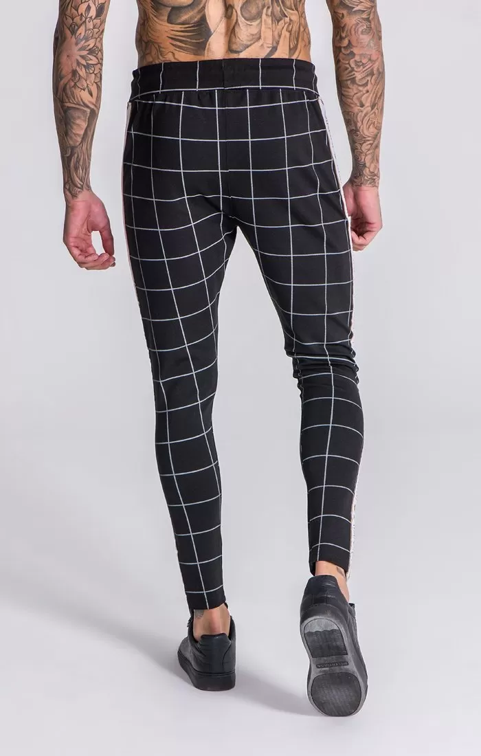 GK Black Checked Joggers With White/Gold Ribbon