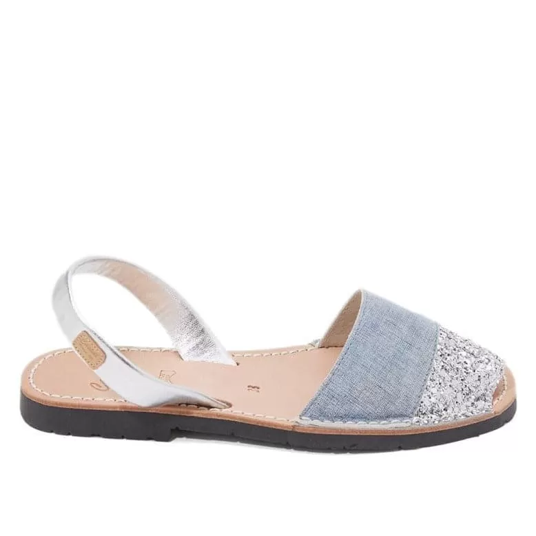 Glitter Leather Open Toe Menorcan Sandal For Women - Iker 1363