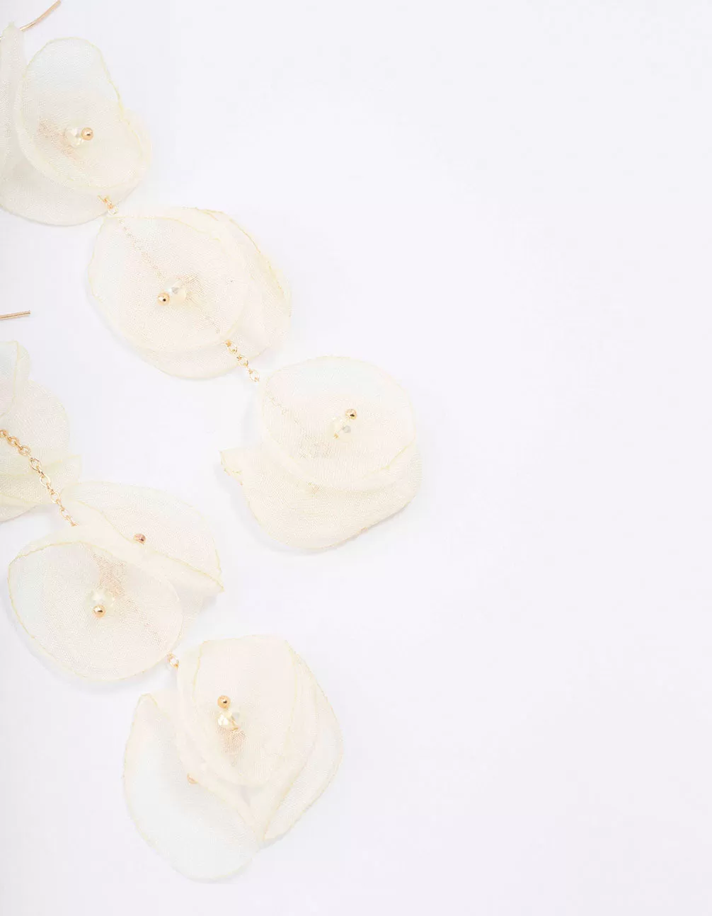 Gold & Cream Petal Drop Earrings