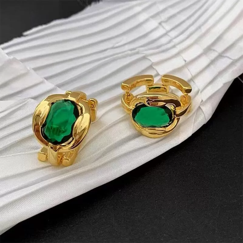 Gold Emerald Resizable Ring