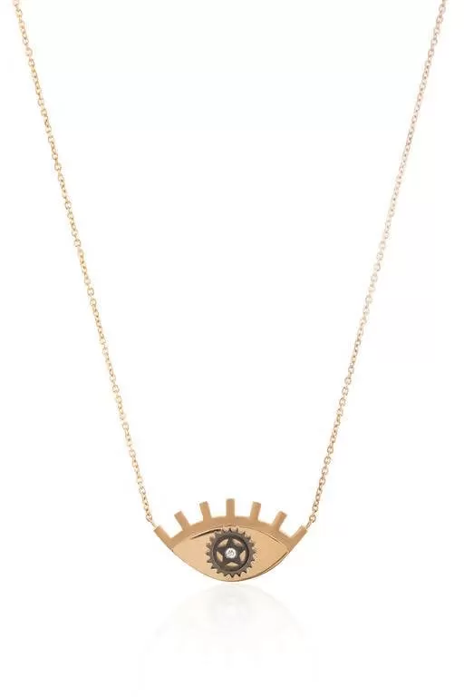 gold-large-eye-gear-necklace - By Delcy