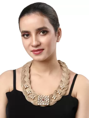 Gold Plated Kundan Jute Necklace