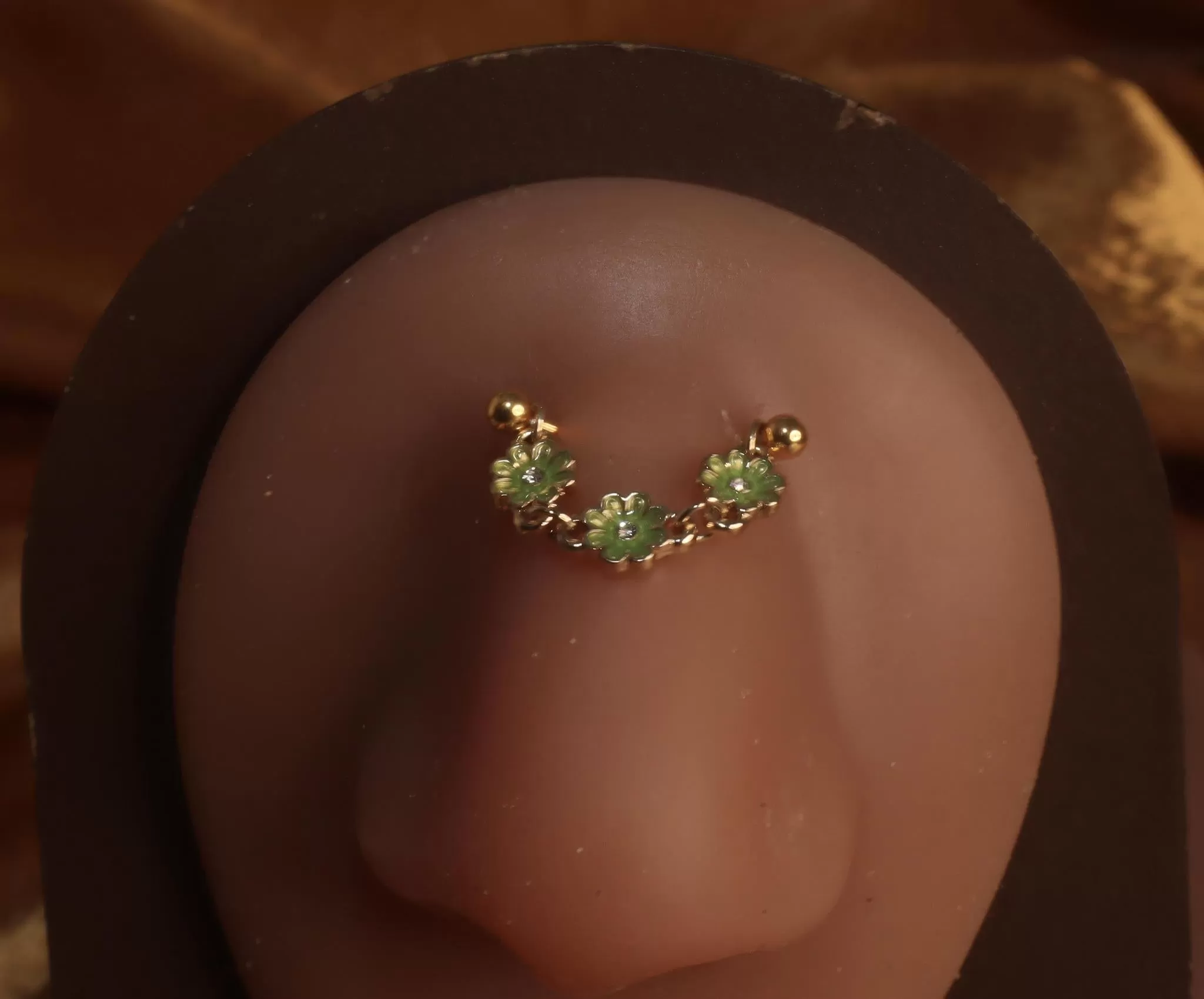 Green Flower Bridge High nostril jewelry