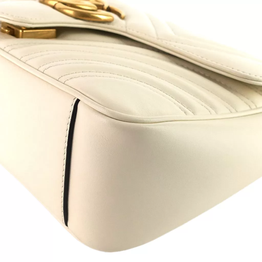 Gucci GG Marmont Small Ivory Double Chain Flap Bag