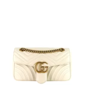 Gucci GG Marmont Small Ivory Double Chain Flap Bag