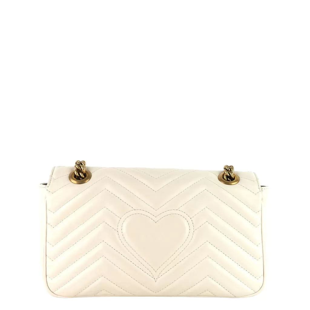 Gucci GG Marmont Small Ivory Double Chain Flap Bag