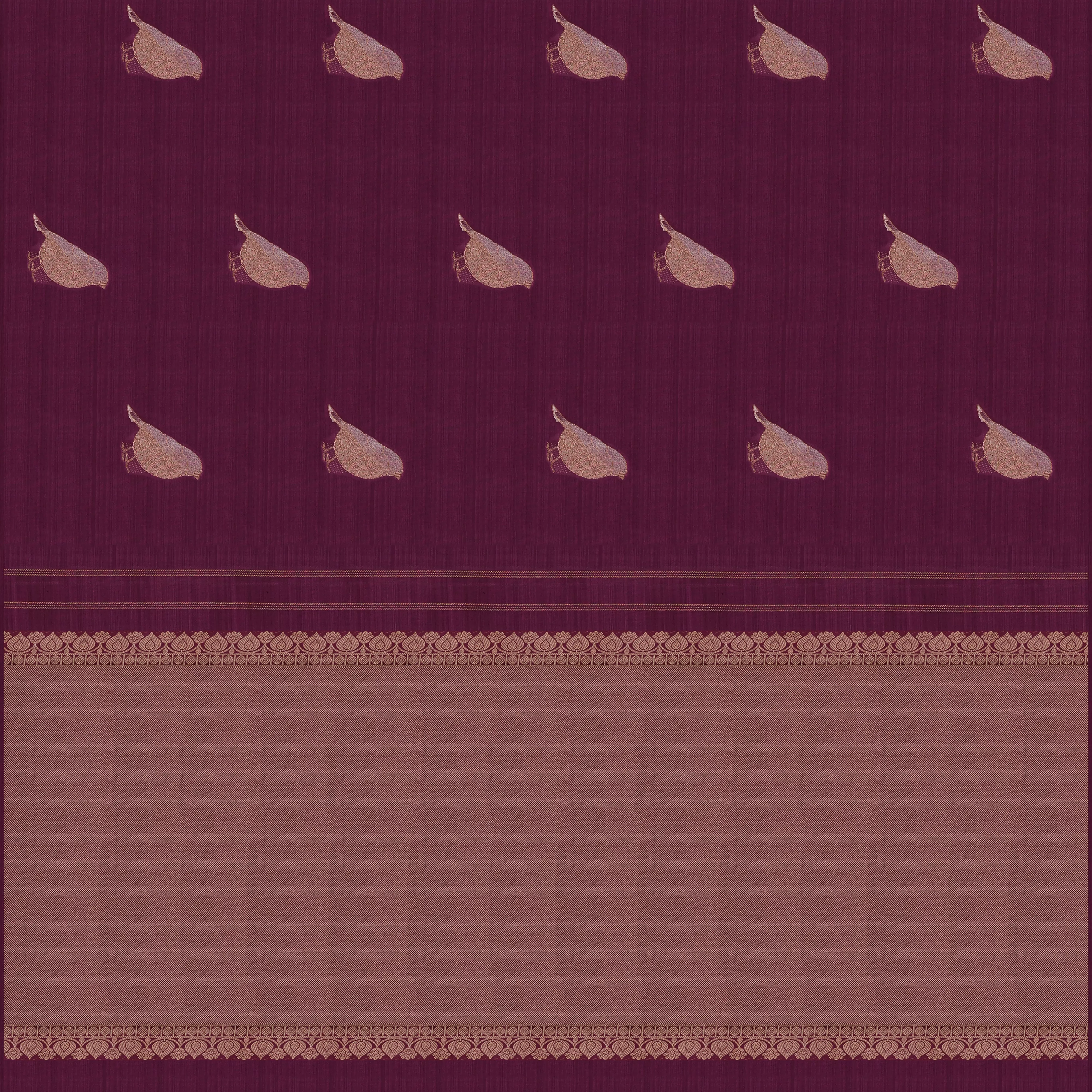 Handwoven Burgundy with Maroon Kanjivaram Silk Saree - 1942T008963DSC