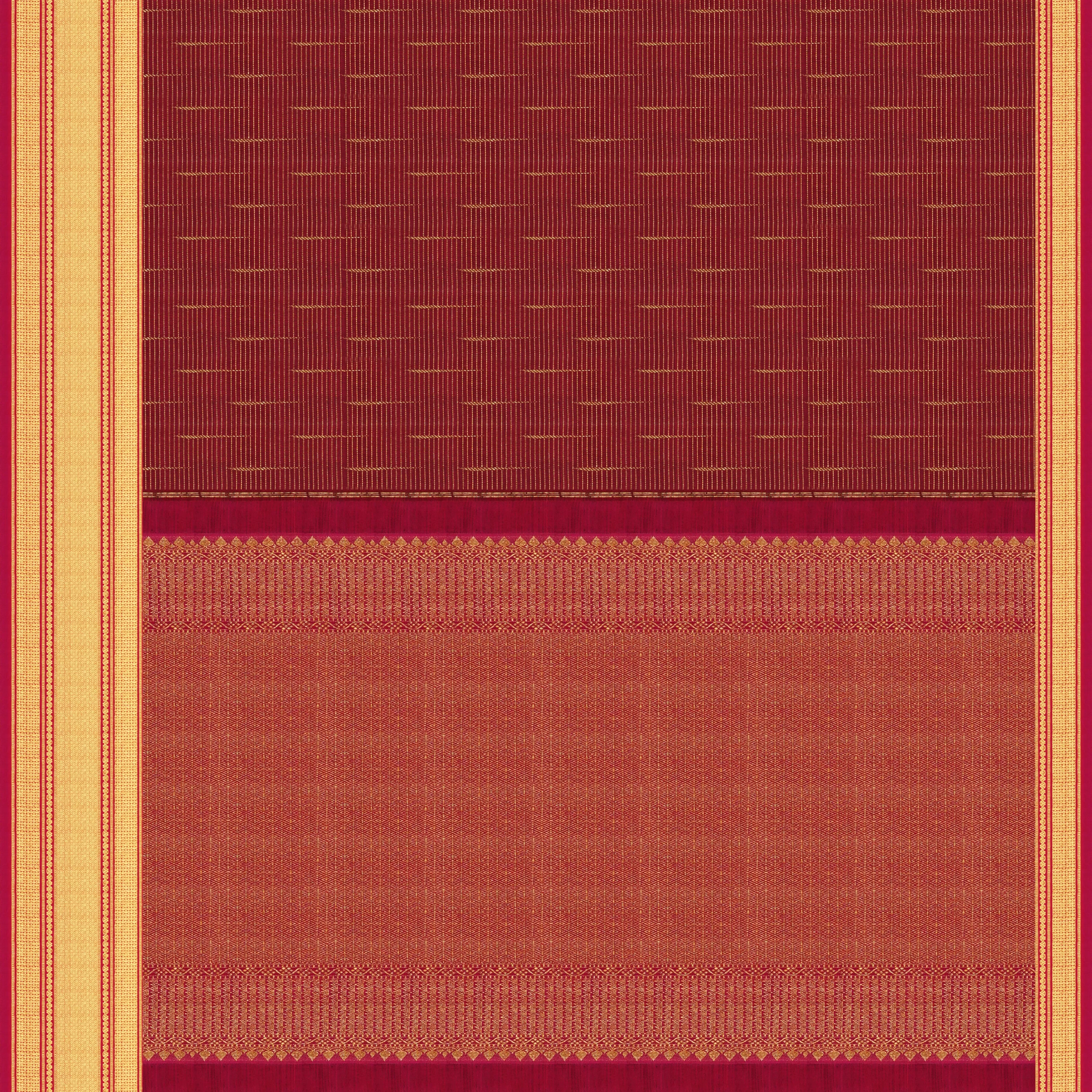 Handwoven Maroon Kanjivaram Silk Saree - 1825T008643DSC