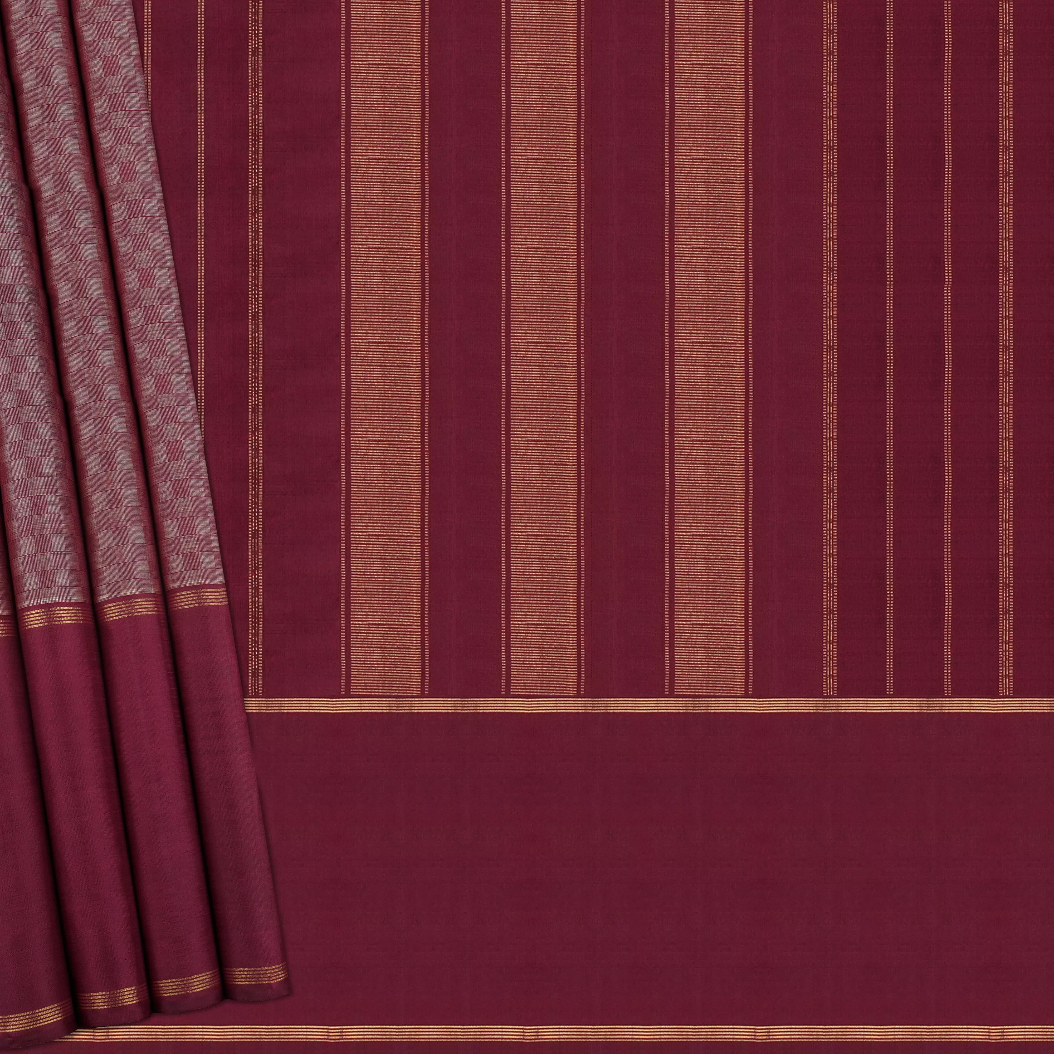 Handwoven Maroon Kanjivaram Silk Saree - 1921T009008DSC