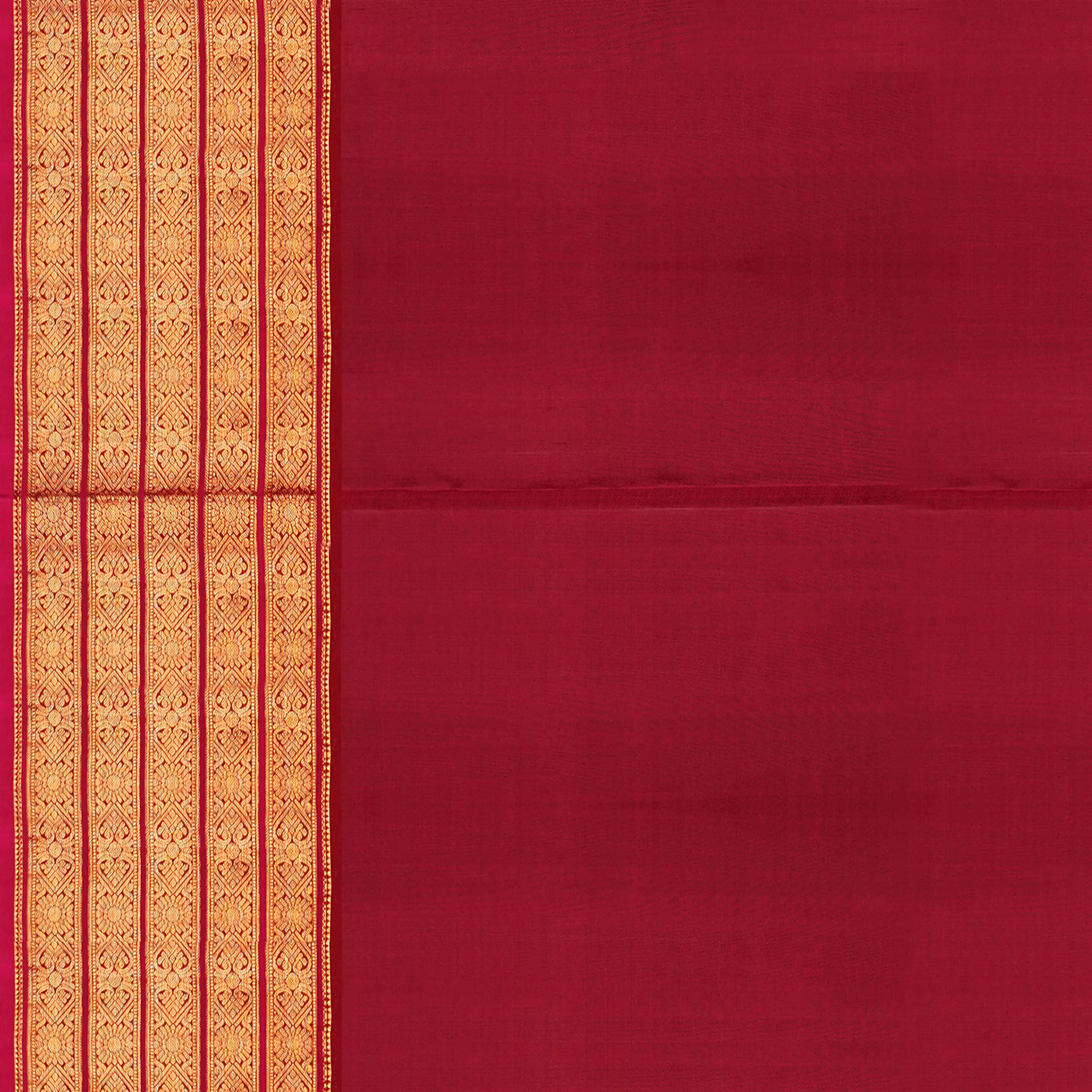 Handwoven Mustard Orange with Maroon Kanjivaram Silk Saree - 1899T008681DSC