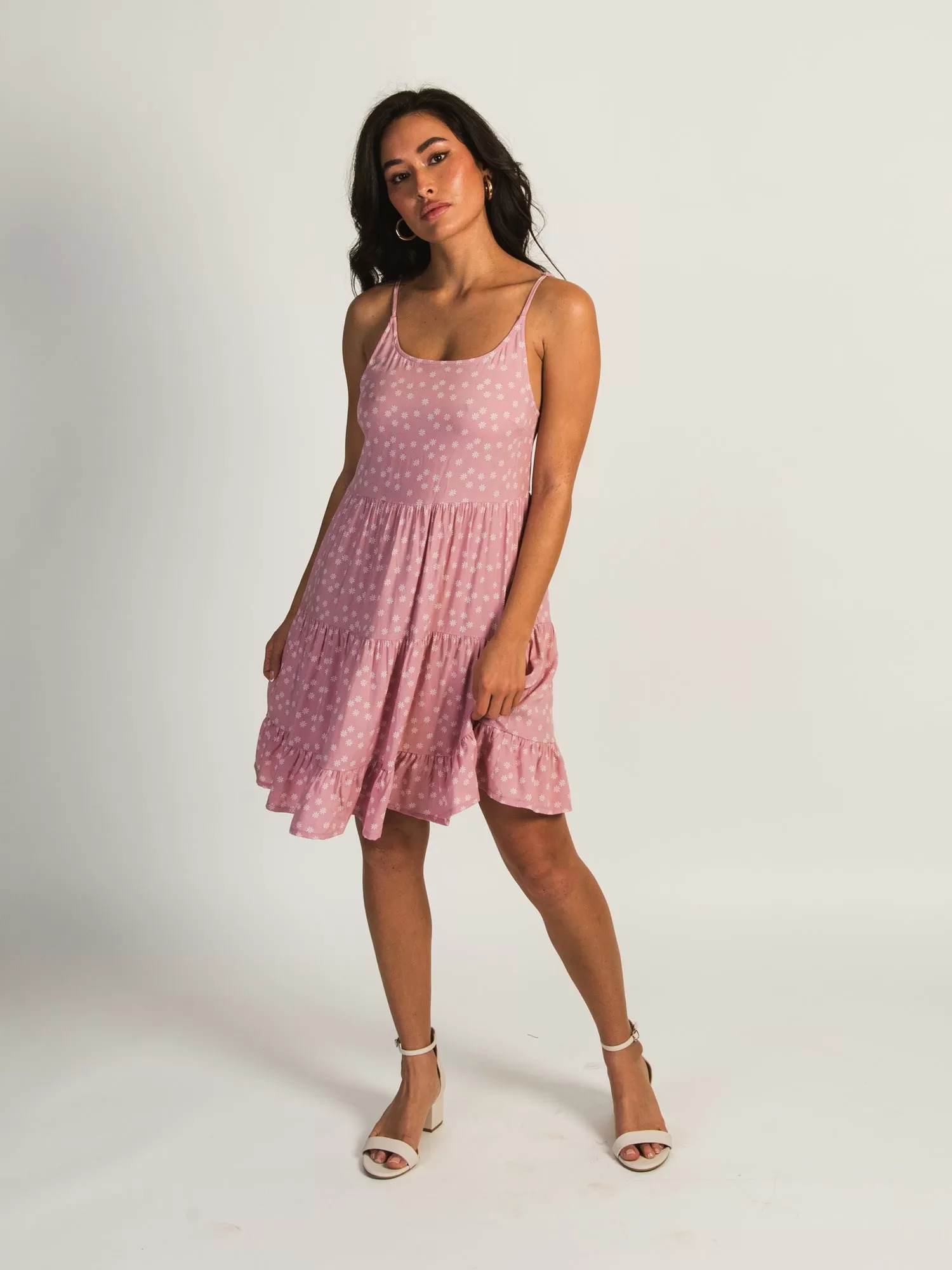 HARLOW TIERED PRINT DRESS - PINK DITSY