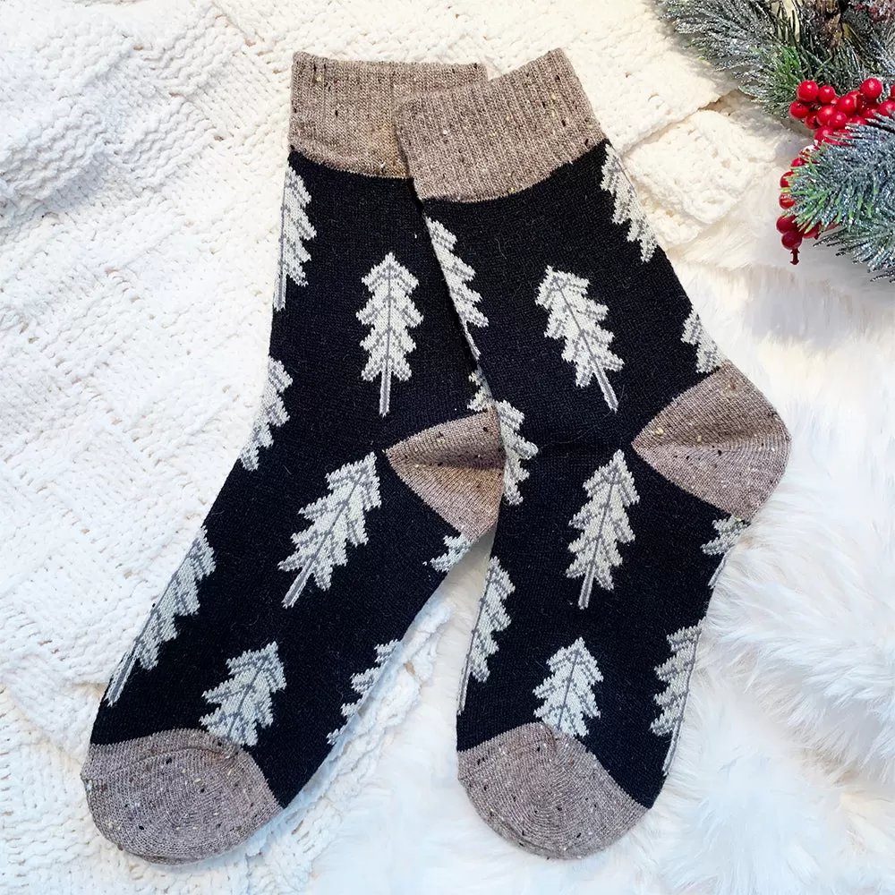 Holiday Special | Wool Socks | Pine Tree (Black)