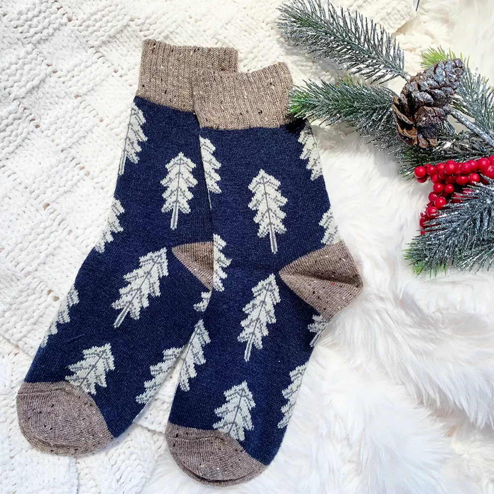 Holiday Special | Wool Socks | Pine Tree (Navy Blue)