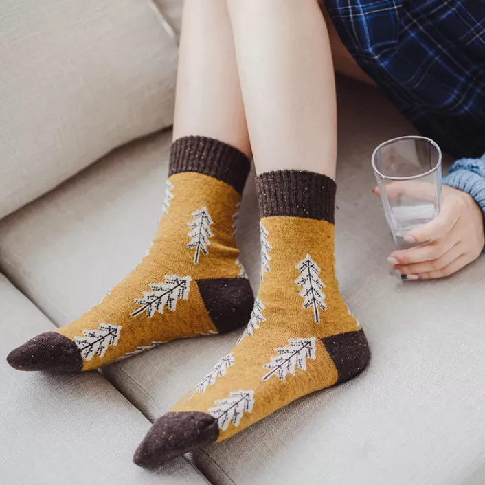 Holiday Special | Wool Socks | Pine Tree (Yellow)