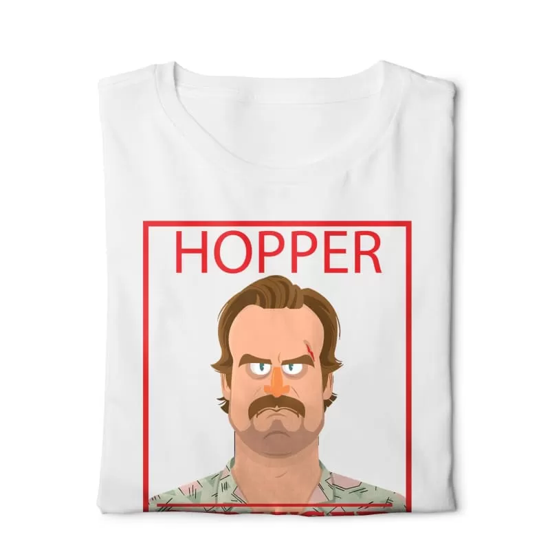 Hopper Stranger Things - Digital Graphics Basic T-shirt White