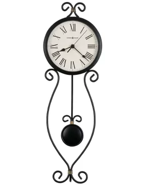 Howard Miller Ivana Pendulum Wall Clock - Wrought Iron - Aged White Dial