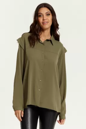 Hoxton Gal Oversized Shoulder Detailed Long Sleeves Shirt