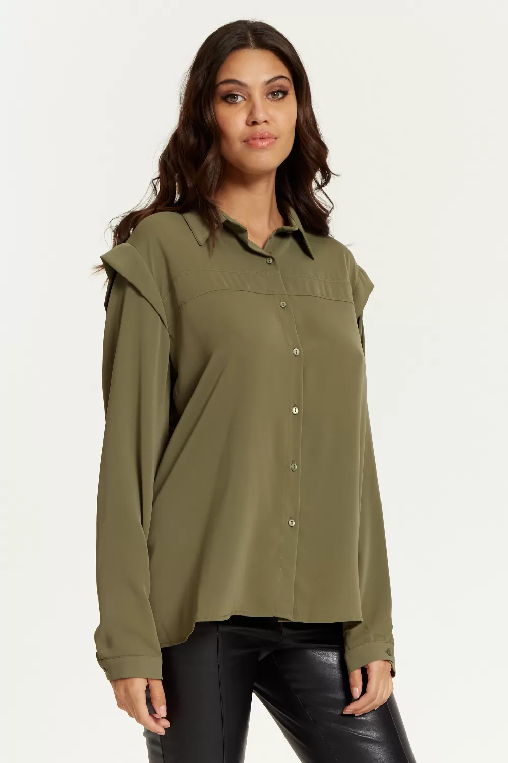 Hoxton Gal Oversized Shoulder Detailed Long Sleeves Shirt