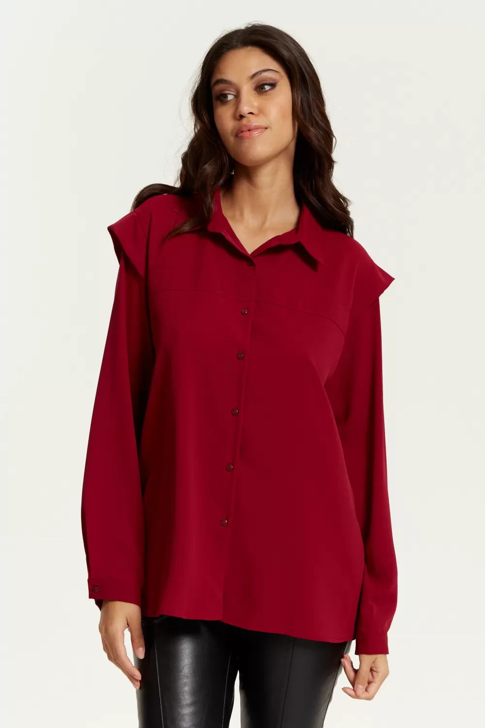 Hoxton Gal Oversized Shoulder Detailed Long Sleeves Shirt