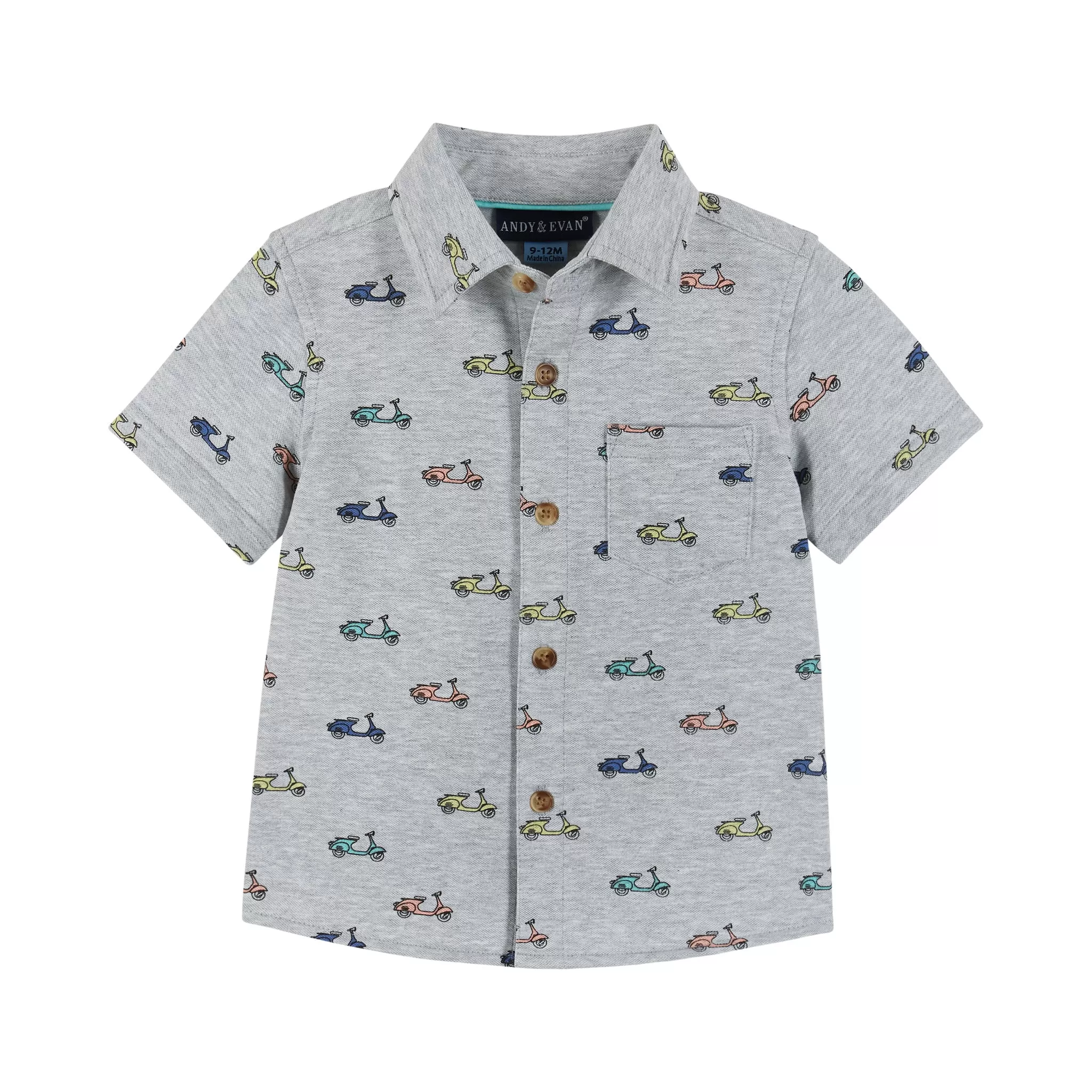 Infant Short Sleeve Knit Buttondown and Shorts Set | Scooters