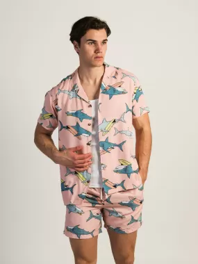 ISLAND HAZE SURFING SHARK WOVEN SHORT SLEEVE SHIRT