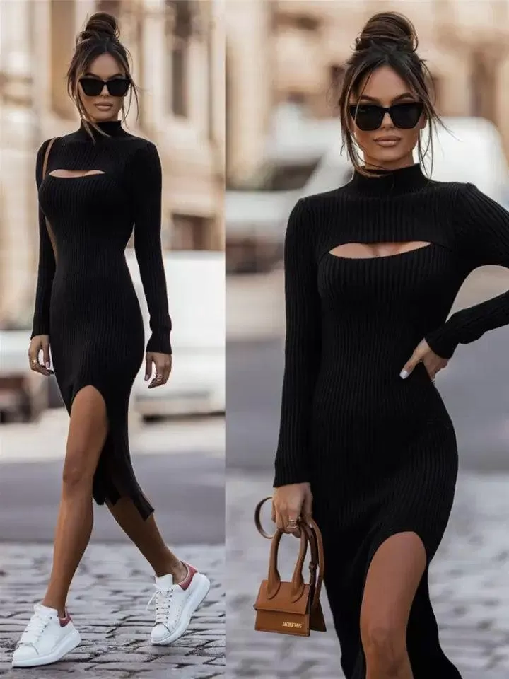 Javiya High Neck woolen  Bodycon Dress