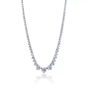 Joelle 26 Carat Round Brilliant Diamond Riviera Graduated Necklace in 14kt White Gold By Mike Nekta