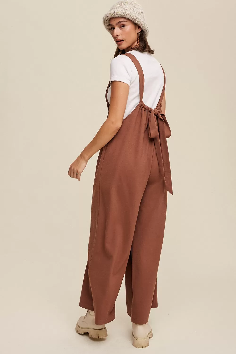 Jumpsuit - Knitted Drawstring - Mocha